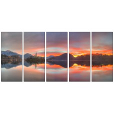 The lake Bled - panorama 5 equal parts